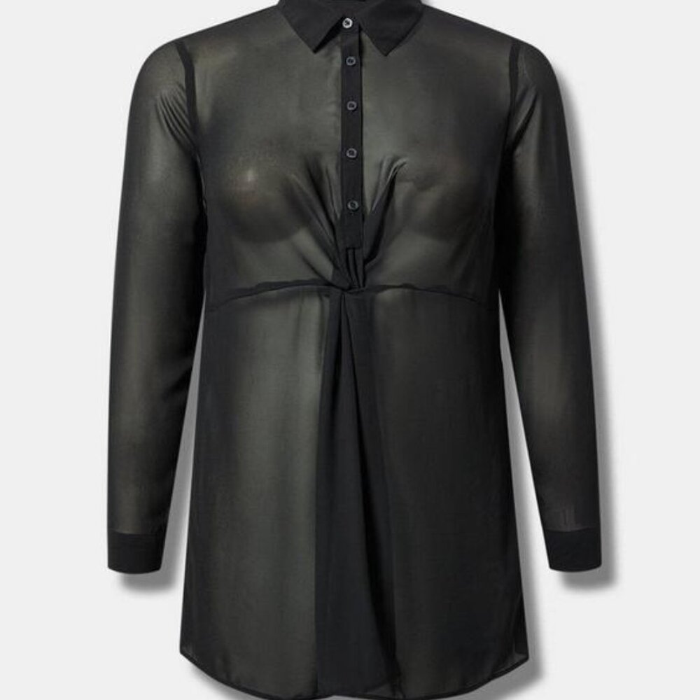 NWT Torrid Chiffon Twist Front Tunic Deep Black Size 5 (28) - Picture 4 of 10